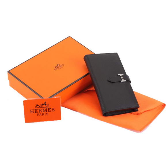 Cheap Fake Hermes Bearn Japonaise Bi-Fold A208 Black - Click Image to Close